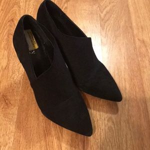 Black faux suede ankle booties